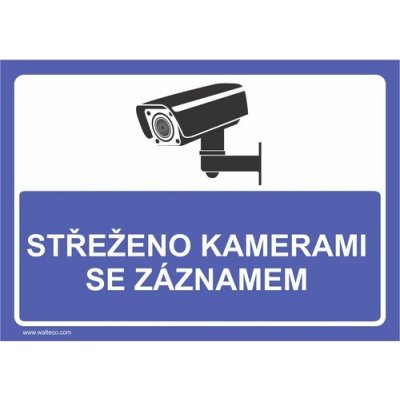 Střeženo kamerami se záznamem (modrá) - 210x148 mm – Zboží Mobilmania