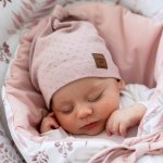 Novorozenecká čepice s uzlíkem starorůžová – Zboží Dáma