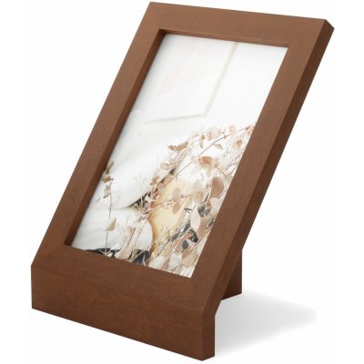 Umbra Podium Picture Frame, dřevěný obrazový rám, fotorámeček, volně stojící, dřevo, světlý ořech, portrétní formát, 13 x 18 cm, 1016772-1055