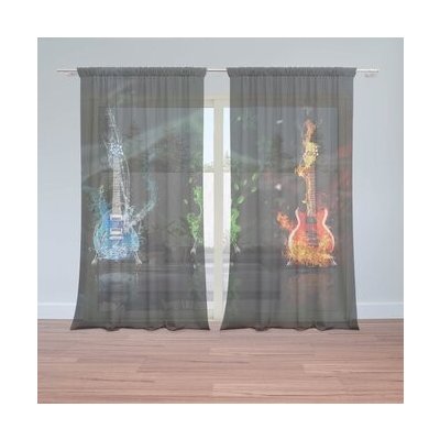Sablio Záclony Kytary: 2ks 150x250cm – Hledejceny.cz