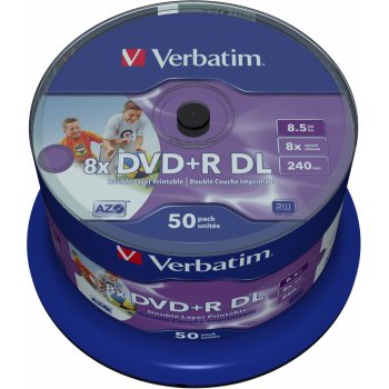 Verbatim DVD+R 8,5GB 8x, Double Layer, AZO, printable, spindle, 50ks (43703)