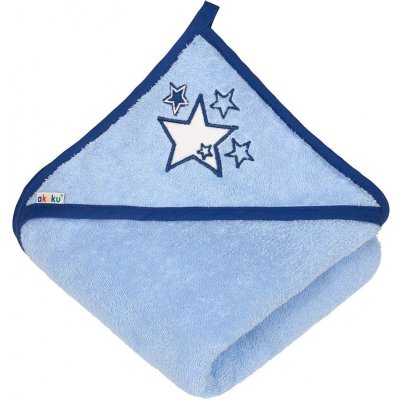 Akuku Osuška s kapucí 100 x 100 cm HVĚZDIČKY MODRÁ – Zboží Dáma