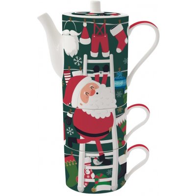 Easy Life Vánoční porcelánová 2 hrnky s konvičkou Santa's Outfit 500 ml – Zboží Mobilmania