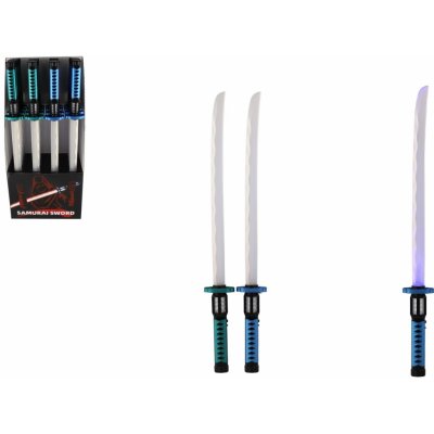 Teddies Meč samurajský svítící plast 73cm na baterie se zvukem se světlem 2 16ks v boxu – Zboží Mobilmania