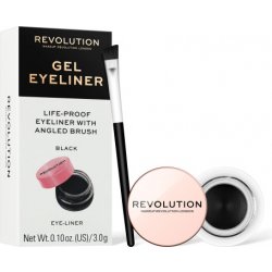 Oční linka Makeup Revolution London Gel Eyeliner Pot With Brush gelová oční linka se štětečkem Black 3 g