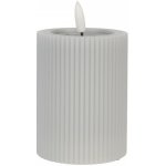 Clayre & Eef Šedá válcová svíčka s vroubkováním Led Candle - Ø 8*13 cm / 2*AA – Hledejceny.cz