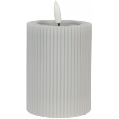 Clayre & Eef Šedá válcová svíčka s vroubkováním Led Candle - Ø 8*13 cm / 2*AA – Hledejceny.cz