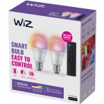 WiZ SET 2x LED žárovka E27 A60 8W 60W 806lm 2200-6500K RGB IP20, stmívatelná + ovladač – Hledejceny.cz