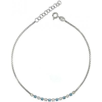 Bassano Collection Stříbrný řetízek na nohu s modrými kamínky E00826 – Zboží Mobilmania