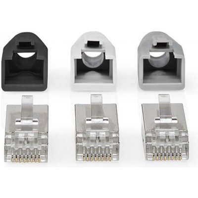 NEDIS RJ45 konektor | RJ45 Pass Through | Pevný/vláknitý kabel FTP CAT6 | Přímý | Pozlacené | 10 ks | PVC | Šedá | Box | Zboží Auto
