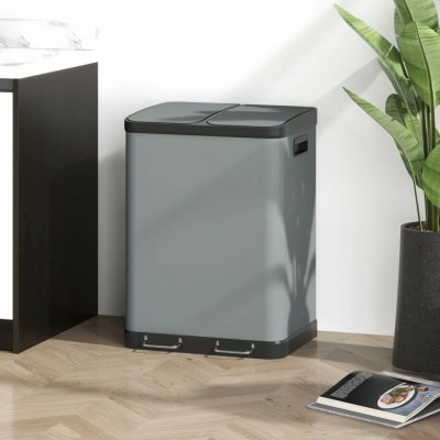 Homcom Odpadkový koš 2 x 30 L šedý – Zbozi.Blesk.cz