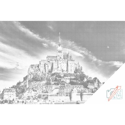 Vymalujsisam.cz Tečkování - Mont St. Michel Velikost: 40x60cm, Rámování: Pouze srolované plátno, Barva teček: Černá – Zbozi.Blesk.cz