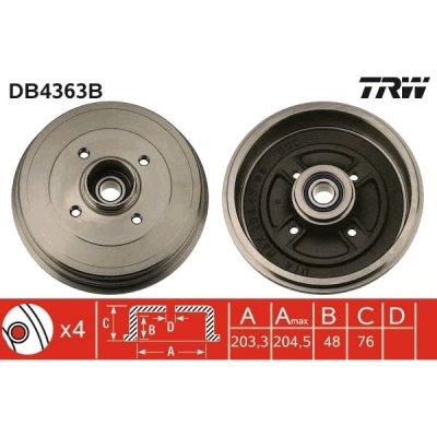 Brzdový buben TRW DB4363B | Zboží Auto