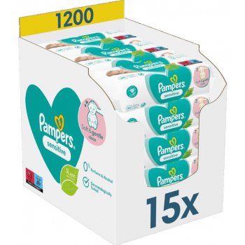 Pampers Sensitive dětské čisticí ubrousky 15 x 80 ks