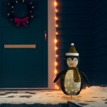 Nabytek XL Dekorativní vánoční tučňák s LED luxusní tkanina 90 cm – Sleviste.cz