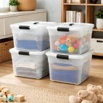 Juskys Úložné boxy s víkem 300391 plastové boxy pro přehledné skladování 4 ks 30 l – Hledejceny.cz