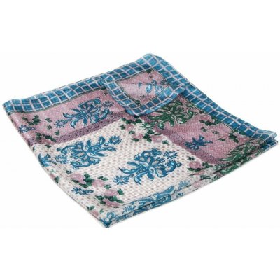 hedvábný šátek s potiskem s šedofialovou a tmavě tyrkysovou – Zboží Dáma