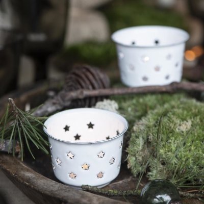 IB LAURSEN Smaltovaný svícínek Stars White bílá barva smalt – Zboží Dáma