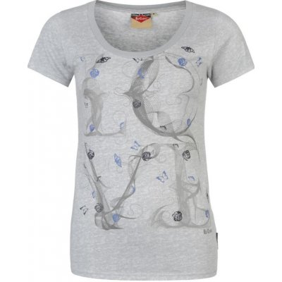 Lee Cooper Textured Scoop T Shirt Ladies Light Grey