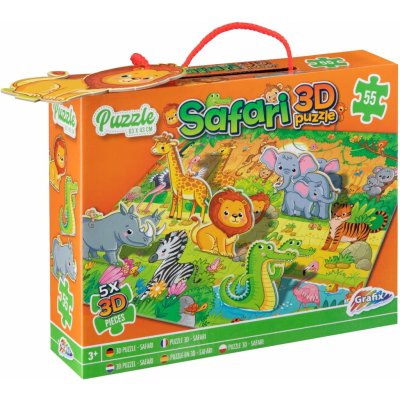Grafix Zvířecí safari s 3D prvky pro děti 55 dílků – Zboží Mobilmania
