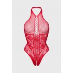 Passion Erotický bodystocking Alicja s otevřeným klínem červená – Zboží Dáma