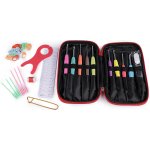 Sada háčků se silikonovou rukojetí a pomůcek na háčkování v pouzdře Varianta: černá, Balení: 1 sada – Sleviste.cz