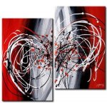 Obrazový set - Zrcadlení II. 2x 40x70cm Dvoudílný ručně malovaný obrazový set. Dynamický obraz laděný do šedé a červené barvy se zrcadlovým motivem. Obraz je malován olejovými barvami na plátno, vypnu – Hledejceny.cz