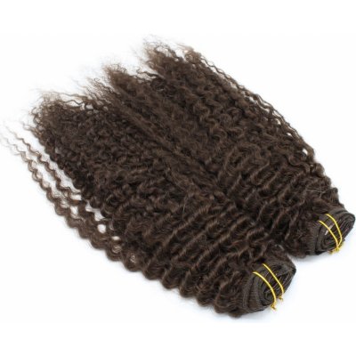 Deluxe clip in kudrnaté vlasy 100% lidské REMY 50cm tmavě hnědá – Hledejceny.cz