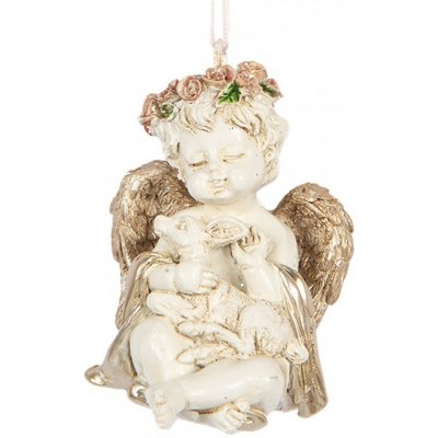 Clayre & Eef Béžovo-zlatá antik vánoční závěsná dekorace andílek Angel - 5*4*6 cm – Hledejceny.cz