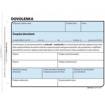 Optys 1146 Dovolenky A6 nepropisovací