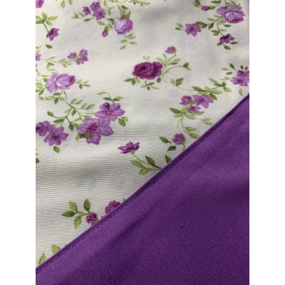 K-U ručně šitý ubrus fialové květy s fialovým středem 130x170 cm