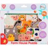 Dřevěná hračka Teddies puzzle/vkládačka deskové farma 20x14cm v krabičce 24x21x2cm