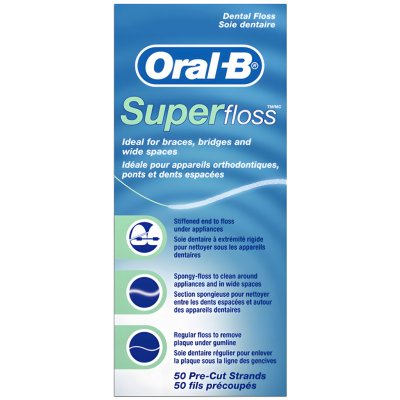 Oral-B Super Floss ortodontická rozpínající se předstřižených úseků 50 ks – Zboží Dáma