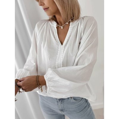 Fashionweek dámská košilová halenka z lehké a příjemné bavlny UB-Elyra bílá – Zboží Dáma