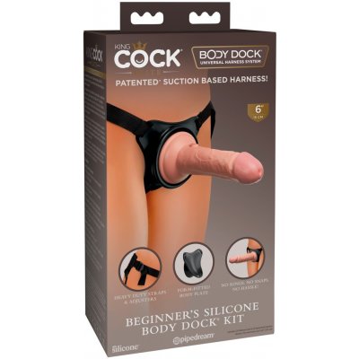 Elite King Cock Beginner's strap on dildo with harness natural