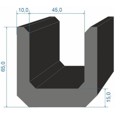 05354091 Pryžový profil tvaru "U", 65x65/45mm, 70°Sh, EPDM, -40°C/+100°C, černý | Zboží Auto
