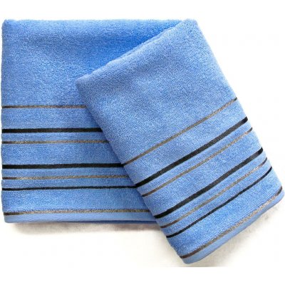 Praktik Froté ručník ZARA, světle modrý s proužkovanou bordurou, 50 x 100 cm