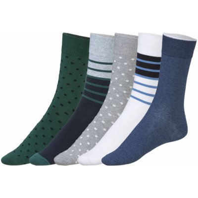 LIVERGY Pánské ponožky s BIO bavlnou, 5 párů (39/42, černá / šedá / zelená / navy modrá / modrá)