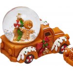 Vánoční dekorace sněžítko na perníkovém autíčku 1ks 6,5x4,5 cm S perníčkem – Sleviste.cz