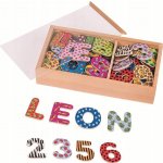 Goki Magnetická dřevěná písmenka a číslice 88 ks – Zboží Mobilmania