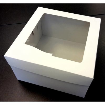 Dortisimo Dortová krabice bílá čtvercová s okénkem (31,7 x 31,7 x 25 cm) – Sleviste.cz