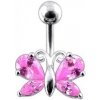 Piercing Šperky4U stříbrný piercing do pupíku motýlek BP01207-P