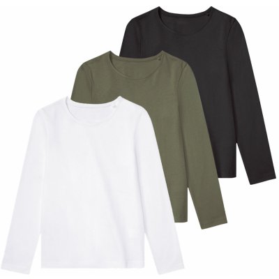 pepperts Dívčí triko s dlouhými rukávy, 3 kusy černá/zelená/bílá – Zboží Mobilmania