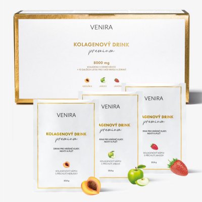 Venira Premium kolagenový drink pro vlasy, nehty a pleť jahoda, meruňka, jablko 30 dávek 324 g – Zboží Mobilmania