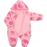 BABY SERVICE Zateplená kojenecká kombinéza s kapucí Sloni růžová – Zboží Dáma