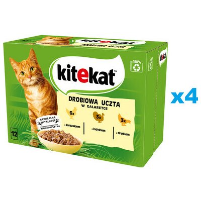 Kitekat Drůbeží hody s kuřecím, krůtím a drůbežím masem v želé 48 x 85 g – Hledejceny.cz