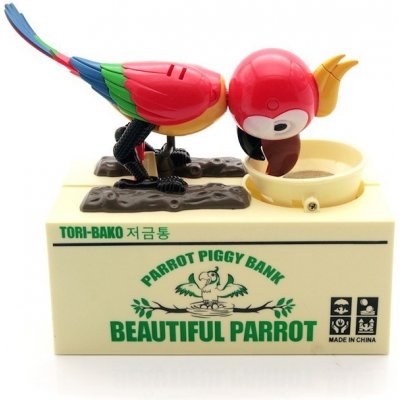Pokladnička na mince Hladový papoušek Červená