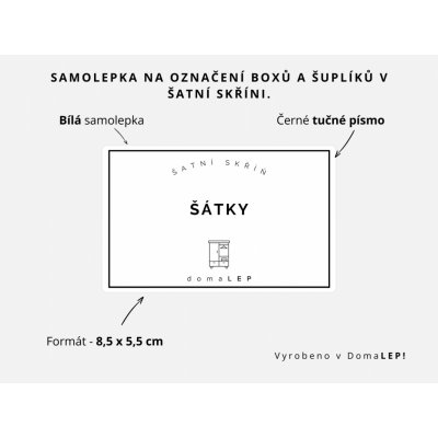 DomaLEP SAMOLEPKA, BÍLÁ - ČERNÉ písmo, velikost: š. 8,5 cm x v. 5,5 cm – Hledejceny.cz