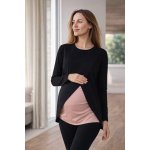 Krásná mamka mateřské tričko Elodie černá pudrová růžová – Sleviste.cz