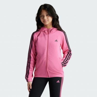 adidas Essentials 3-stripes Fullzip Hoodie růžová – Zboží Mobilmania